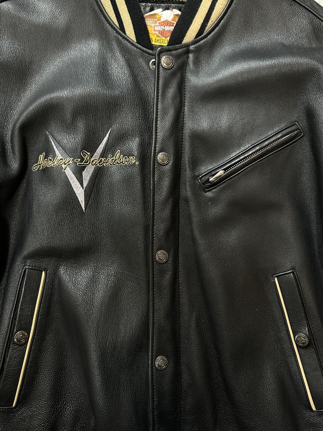 00's 할리데이비슨 레더 봄버 자켓 풀그레인 레더 자켓 상품이미지8