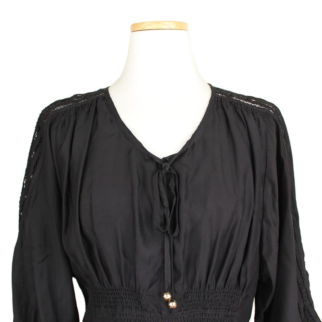 쥬시꾸뛰르 블랙 실크 셔링 밴딩 블라우스(XS) 상품이미지5