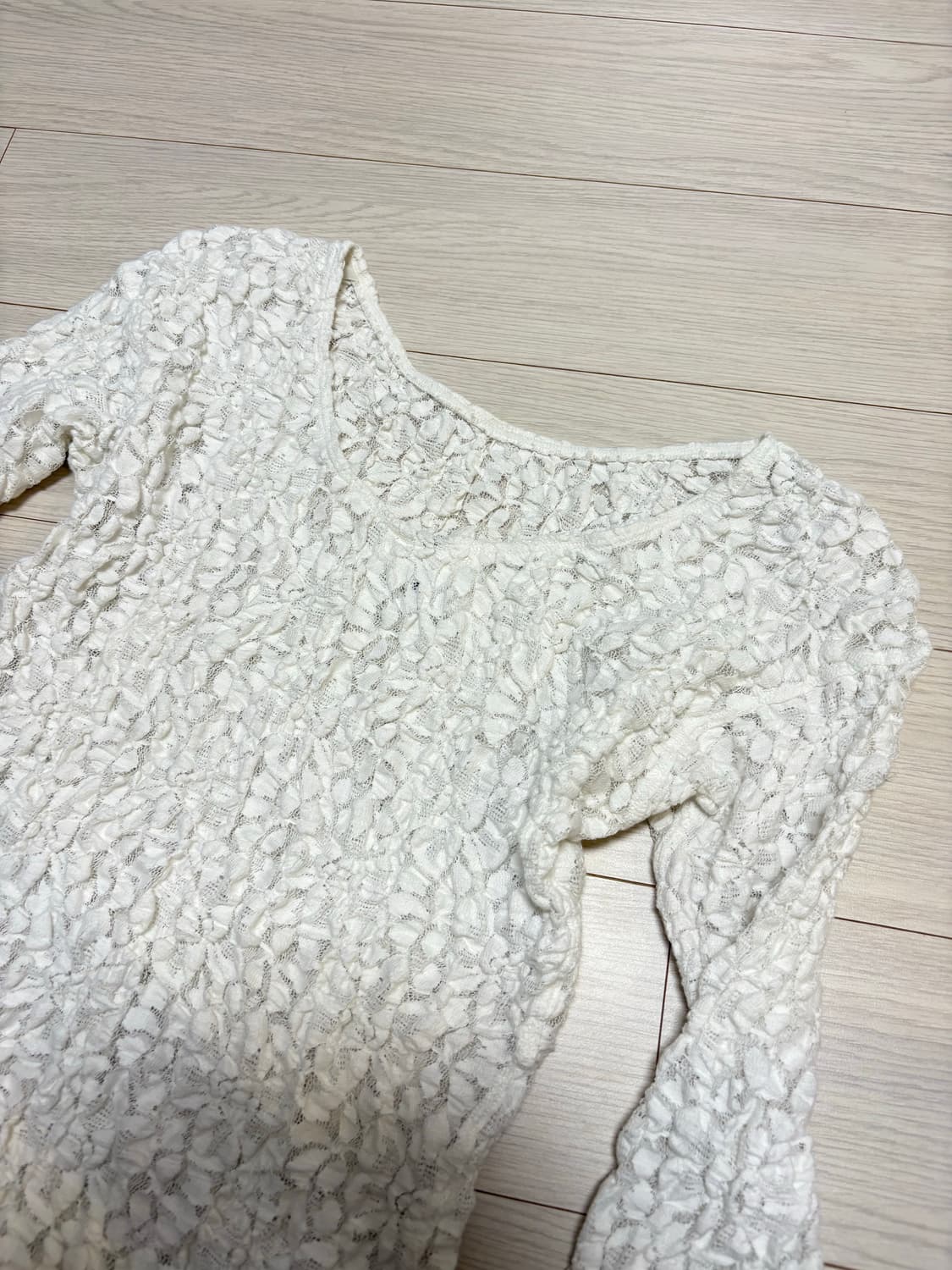 빈티지 시스루 레이스 탑 화이트 55-66사이즈 상품이미지2