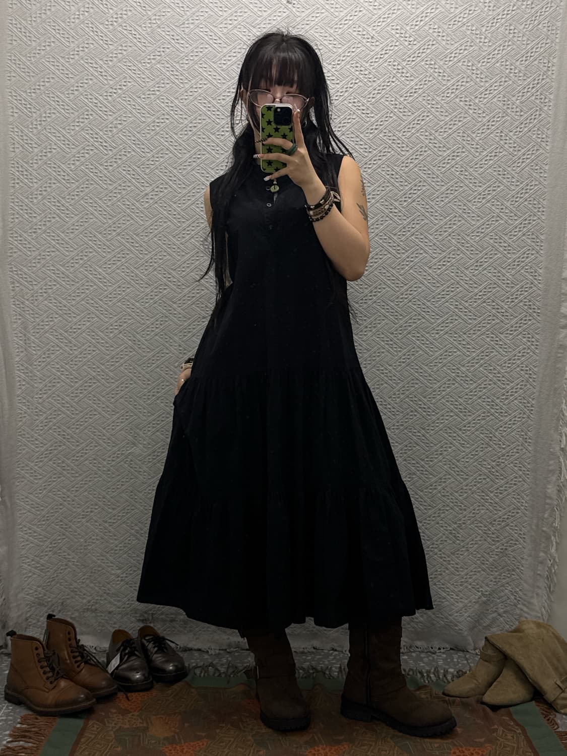 유니클로 아방핏 셔링 캉캉 슬리브리스 롱원피스 K0040 상품이미지2