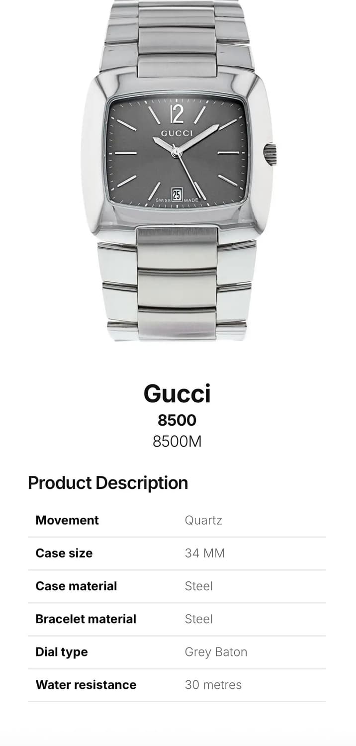 구찌 8500M 메탈 시계 상품이미지2