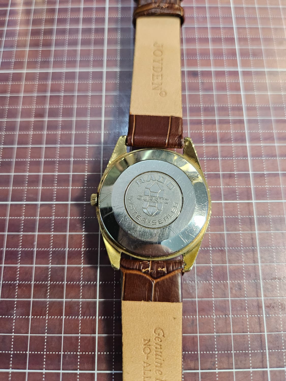 1980s 빈티지 라도(RADO) Elegance 금장 쿼츠 가죽 시계 상품이미지4