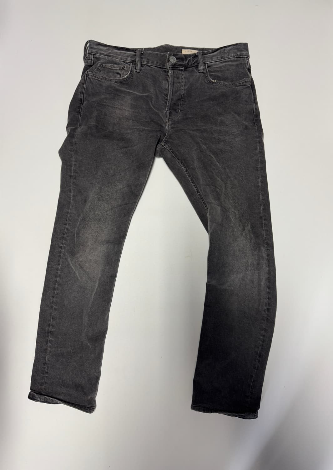 정품!! 올세인츠 흑청 빈티지 워싱 버튼 데님팬츠 33.8인치 상품이미지1