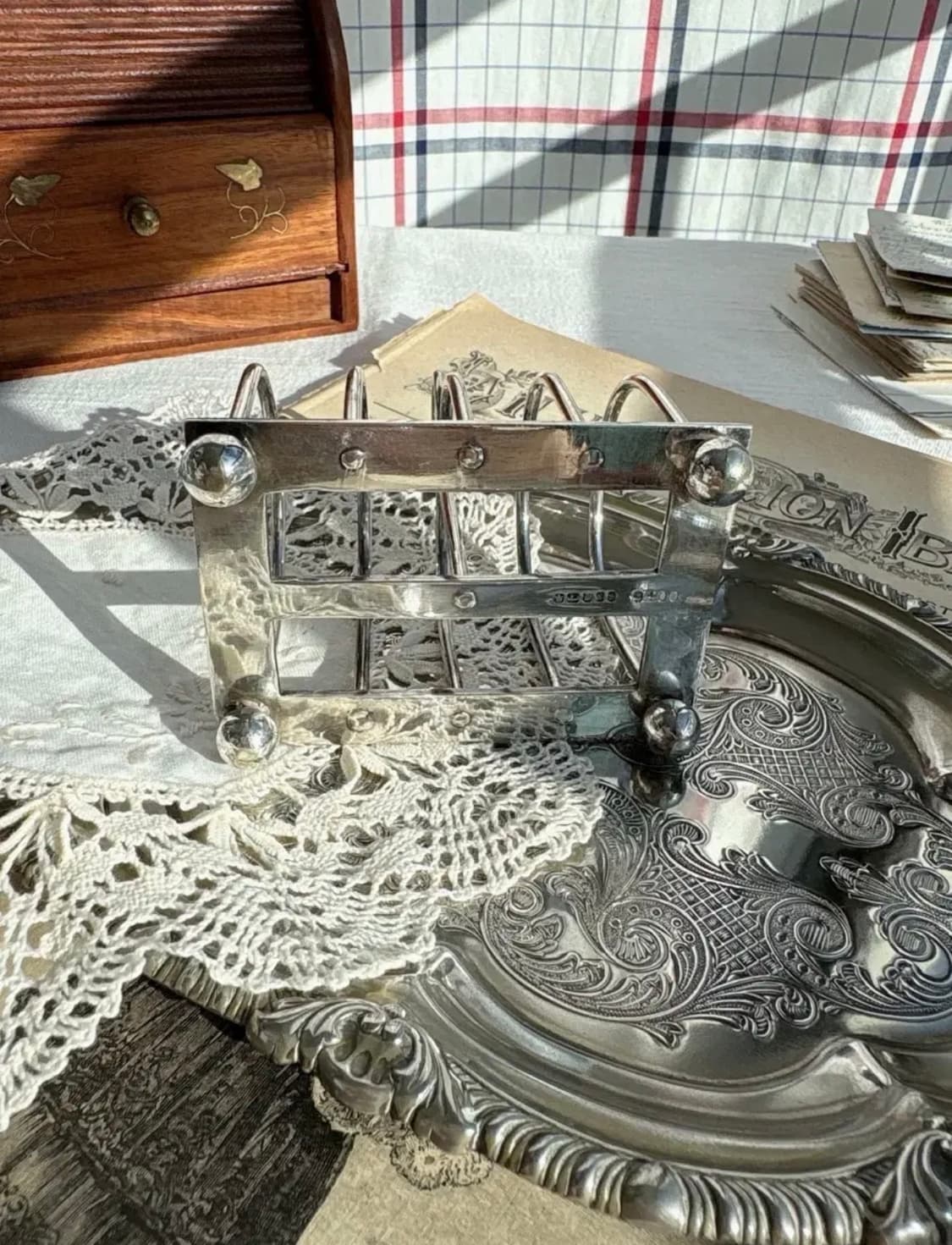 영국 앤틱 실버플레이트 풋티드 토스트랙 상품이미지4