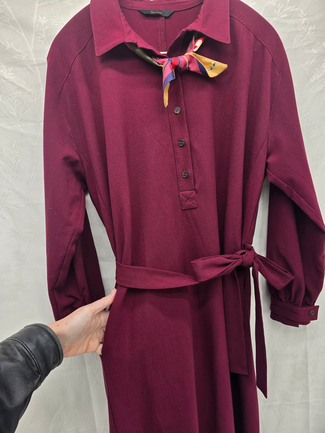 THE IZZAT 버건디 셔츠 롱 원피스 FREE 상품이미지6