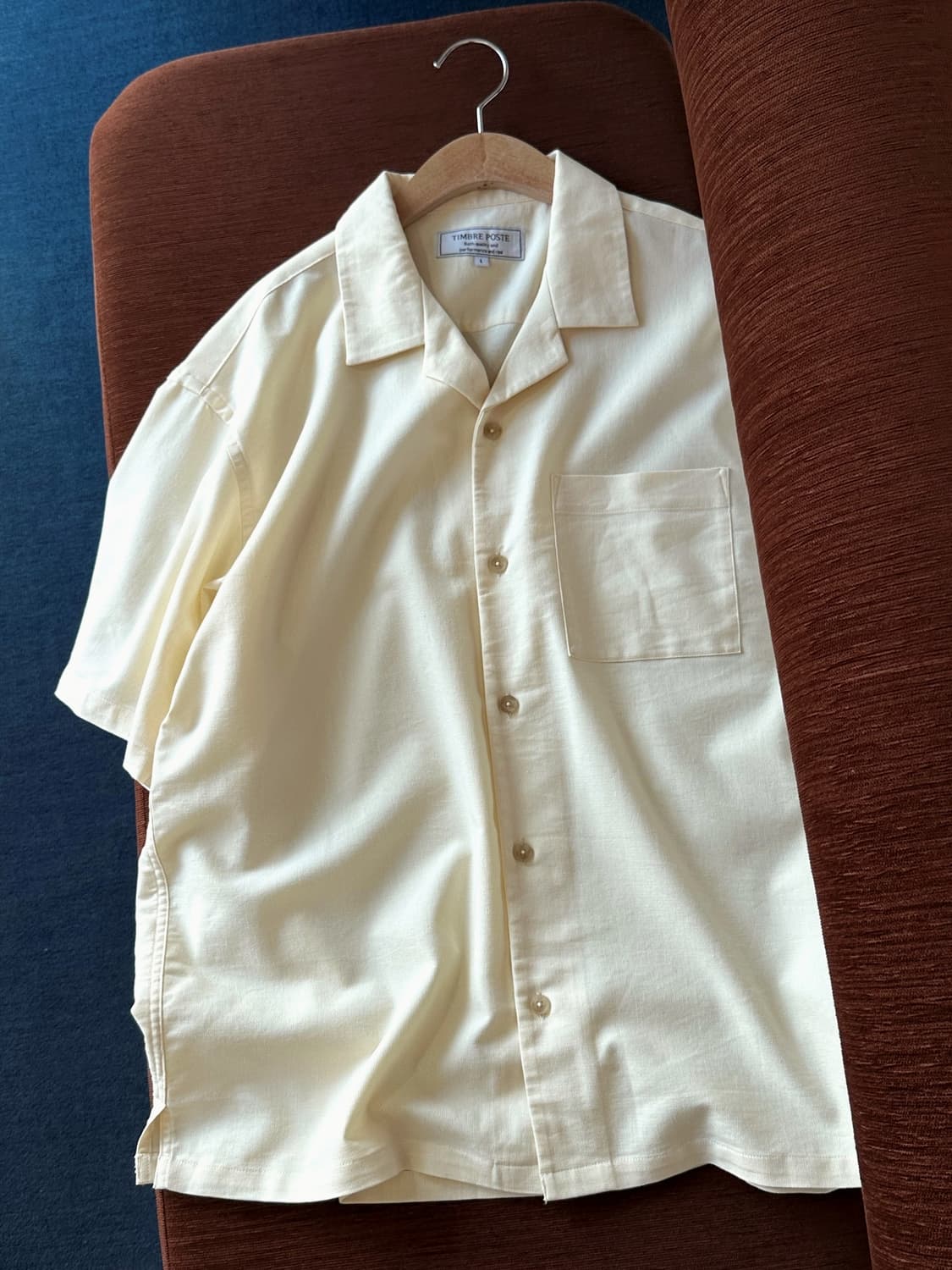 Natural texture fabric open collar shirt 상품이미지3