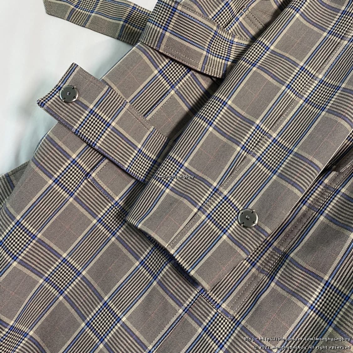 솔리드옴므 블루 체크 트렌치코트 베이지 48 (새상품급) 상품이미지6