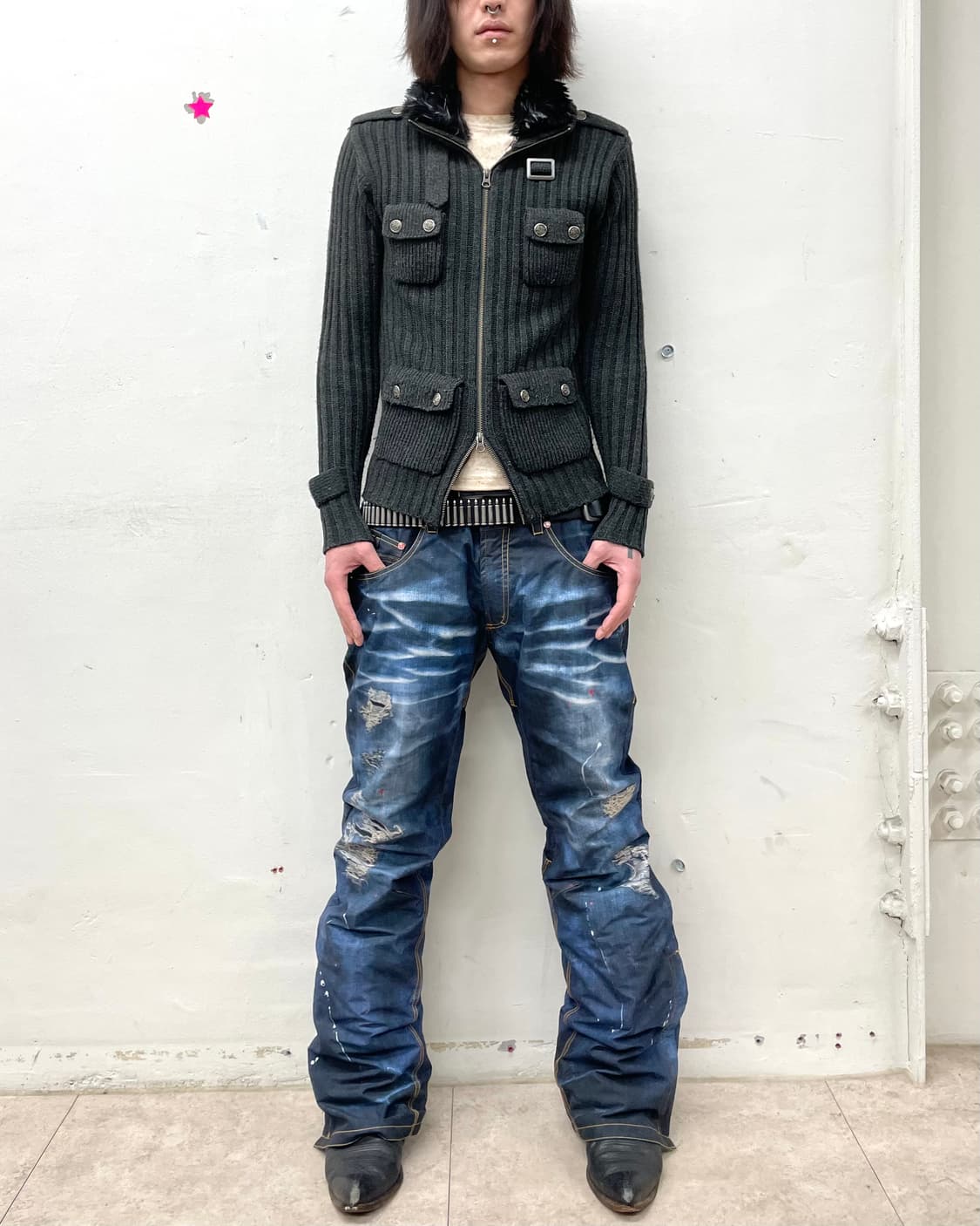 4 Pocket Gray Knit Jacket 상품이미지4