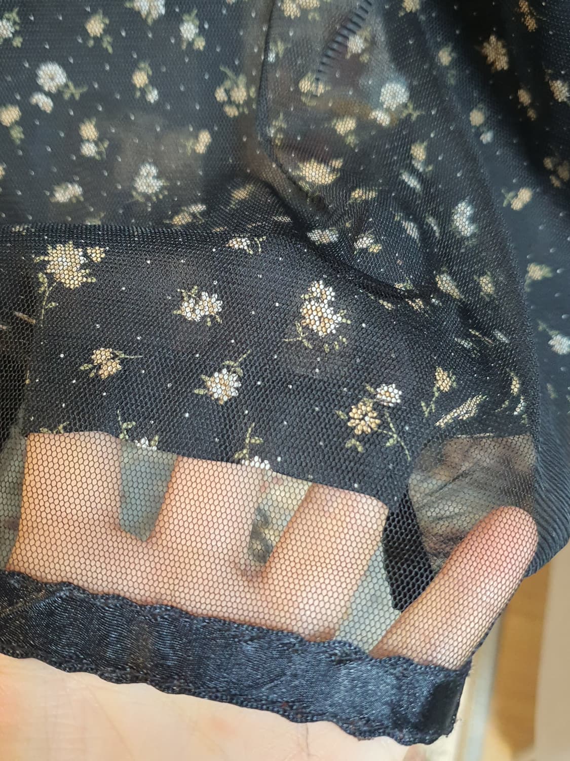 [빈티지] 검정 잔꽃 쉬폰 레이어드 원피스 상품이미지4