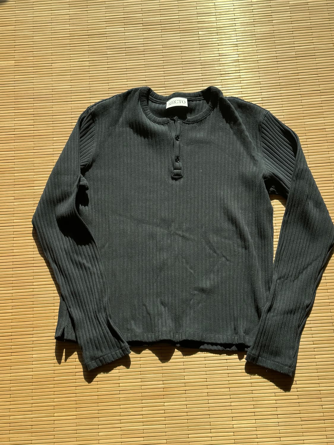 렉토 자카드 패치 헨리넥 블랙 L 상품이미지4