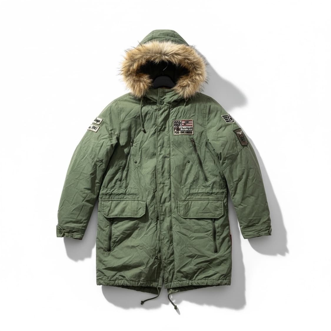 Jeep 지프 카키 패치 후드 야상 점퍼 상품이미지1