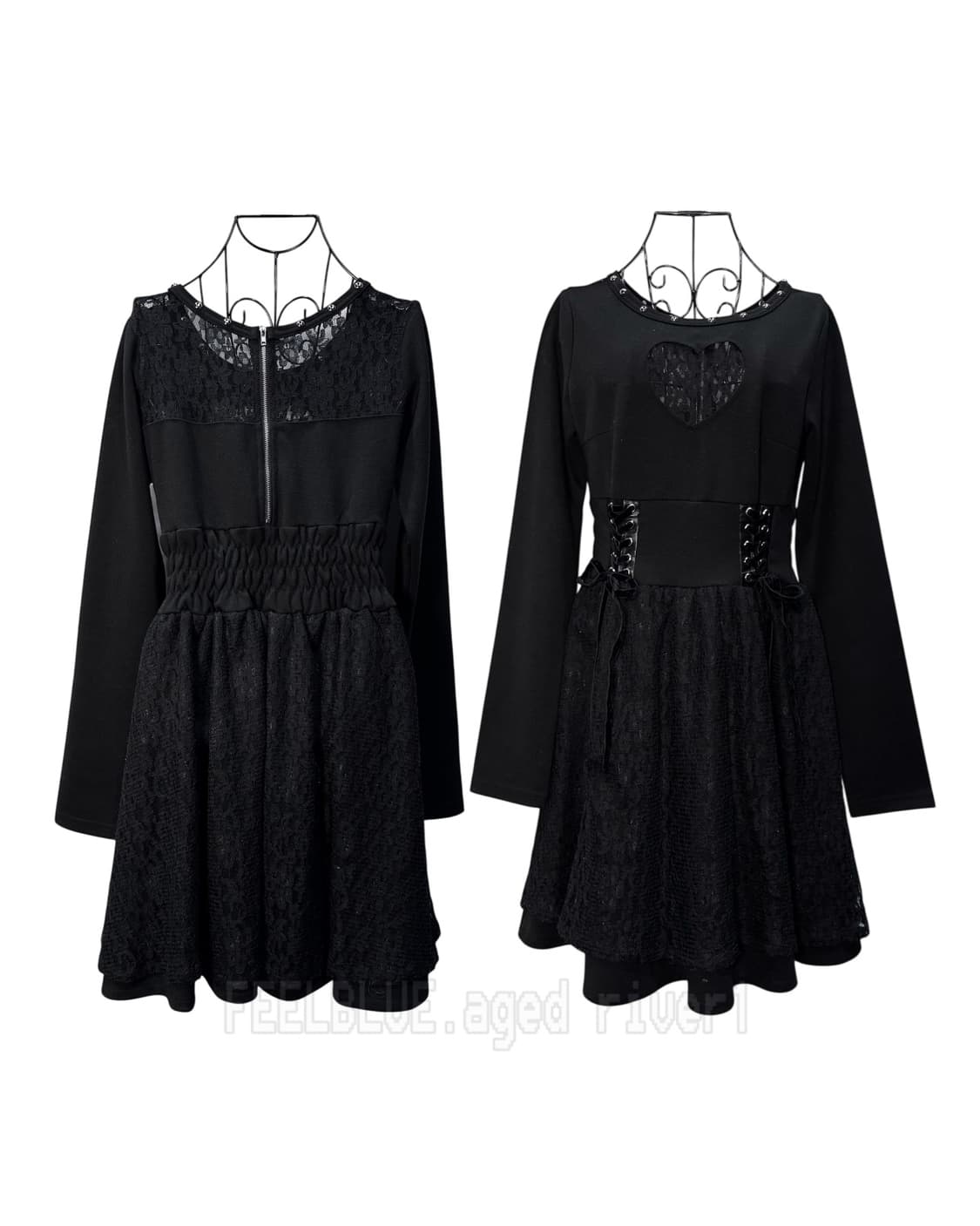 Black Fur Crop Jacket, Corset Lace Dress 상품이미지9