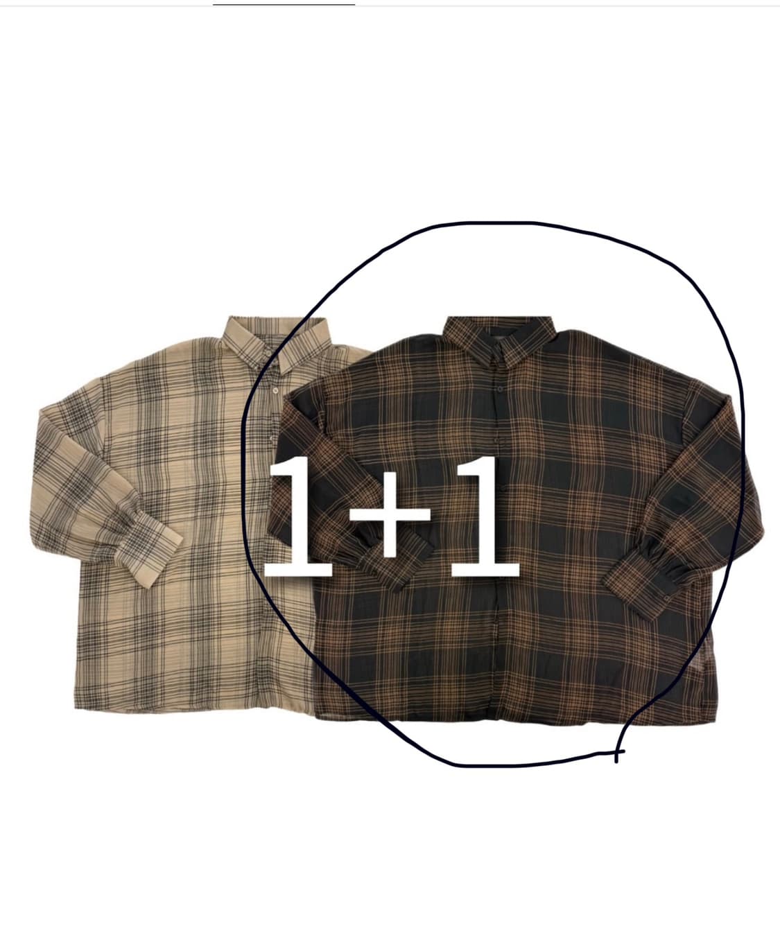 (unisex) 쉬폰 에어리 오버 체크셔츠 판매합니다 ( 새제품 ) 상품이미지1
