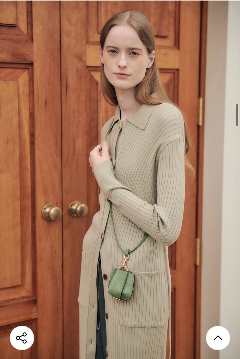 루에브르 롱 니트 골지 카라 가디건 원피스 상품이미지3