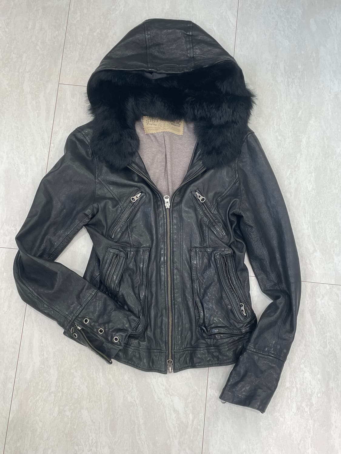 SYSTEMATIC 시스테마틱 퍼 트리밍 후드 레더 자켓 상품이미지2