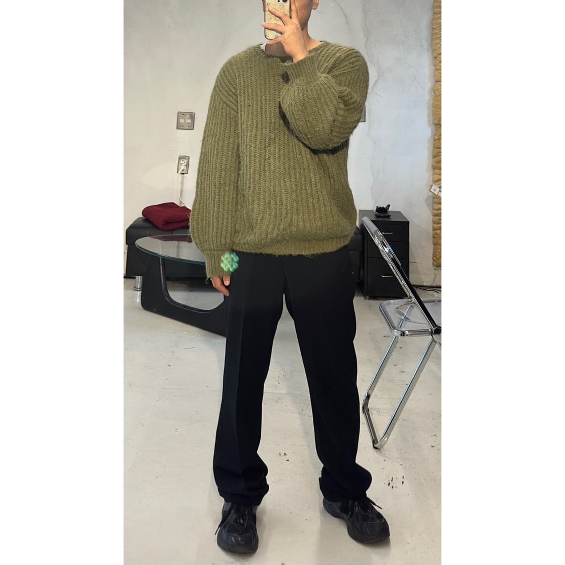 jour mignon 모스그린 헤어리 오버핏 니트 상품이미지3