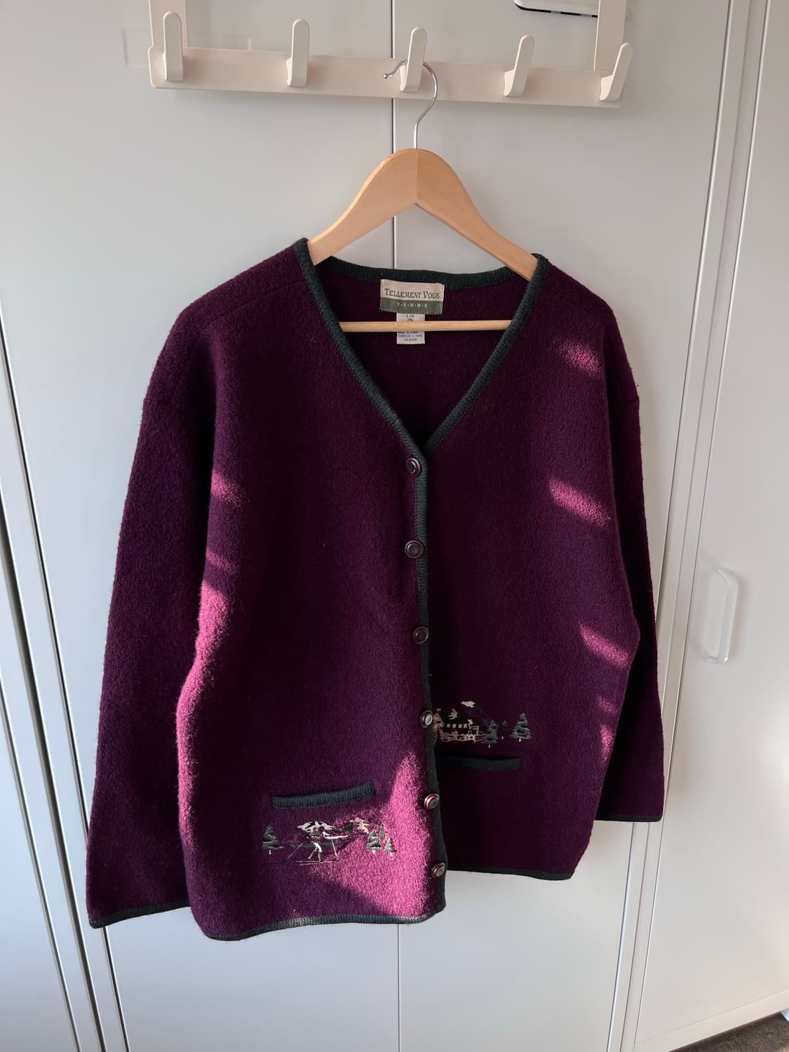 Telement vous 버건디 자수 티롤 울 자켓 코트 상품이미지5