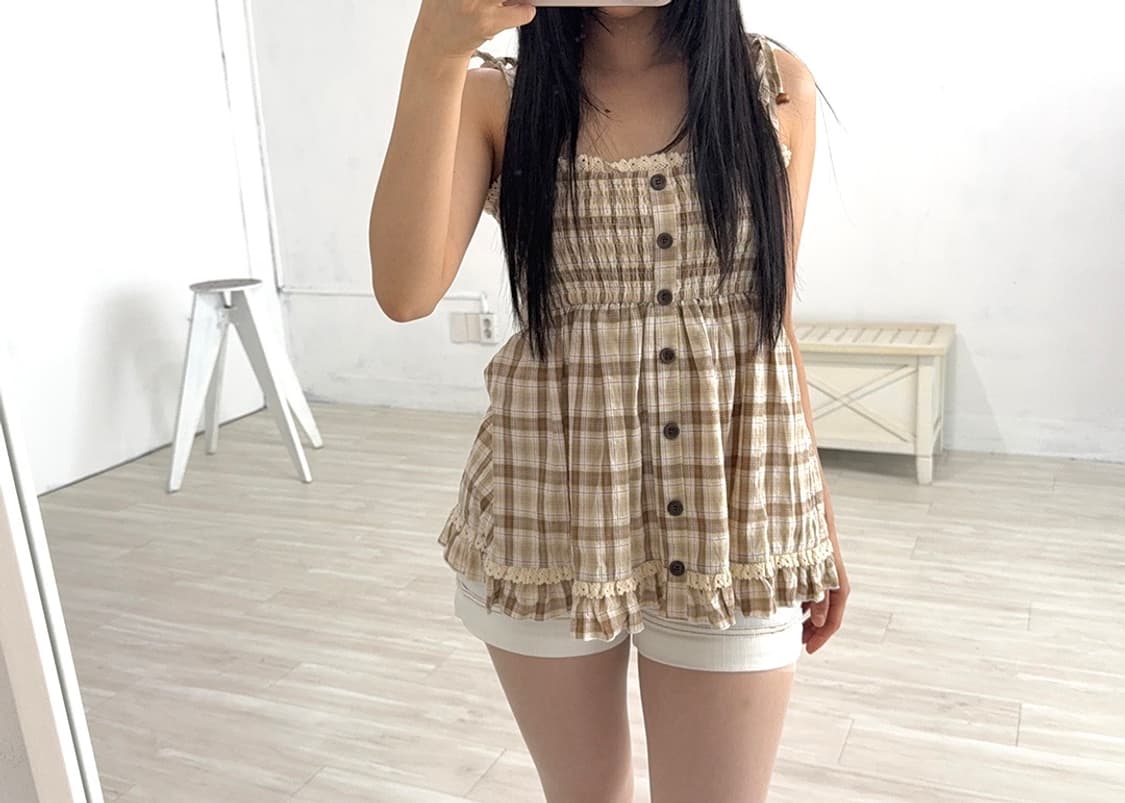 LIZ LISA Cozy Beige Check Sleeveless 상품이미지5