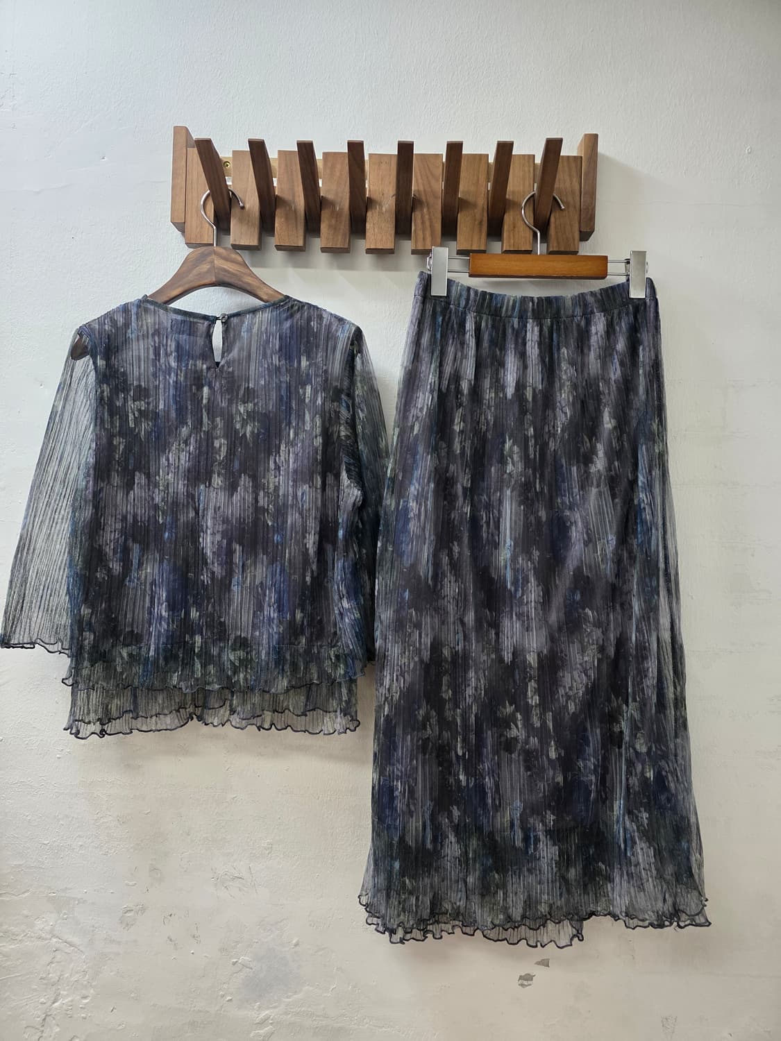 일본빈티지 플리츠쉬폰셋업 상품이미지2