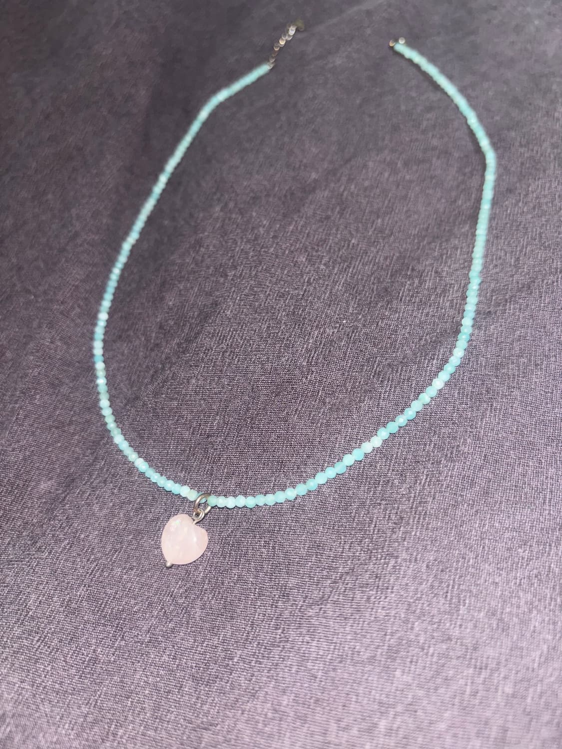 은925 로즈쿼츠 원석 하트 팬던트 목걸이 상품이미지1