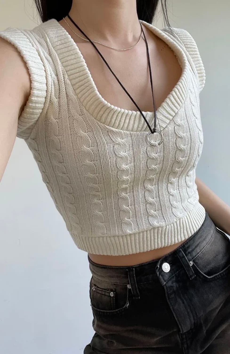 크롭 트위스트 니트 베스트 상품이미지4