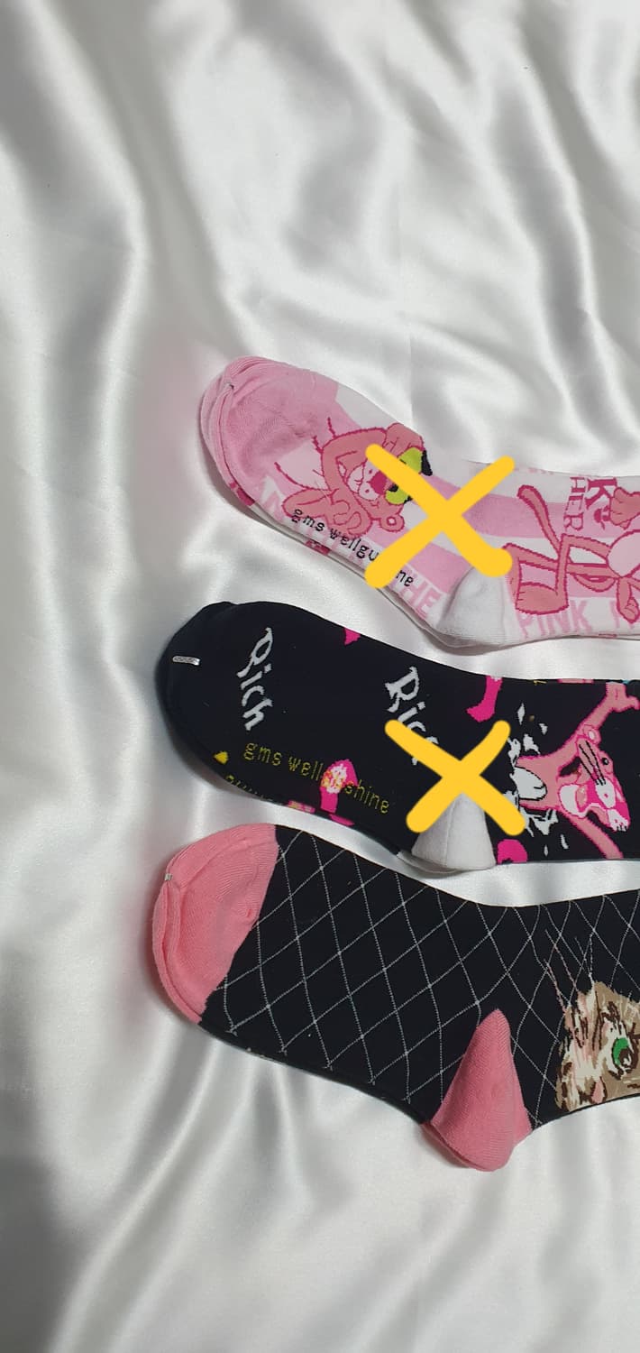 핑크 블랙 핑크 고양이 하트 양말 상품이미지4