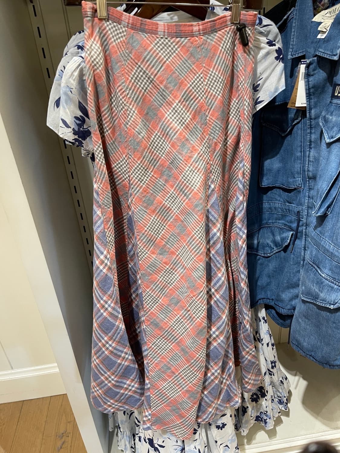 POLO 폴로 랄프로렌 린넨 플레이드 체크 롱 스커트 SIZE 2 상품이미지1