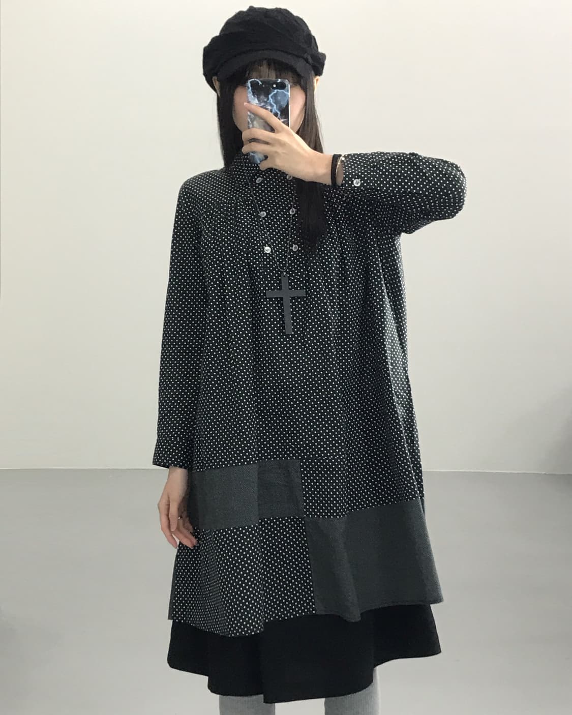 Sunao kuwahara Black Dot Long Shirt 상품이미지5