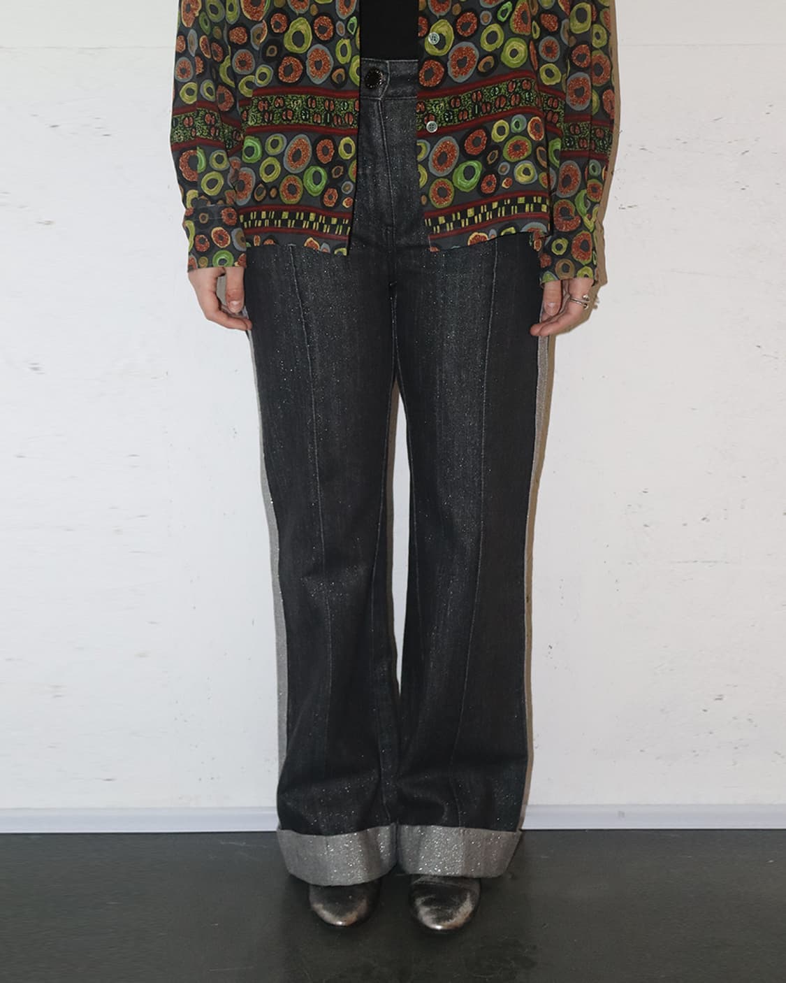 장 폴 고티에 글리터 펄 블랙 데님팬츠 상품이미지1