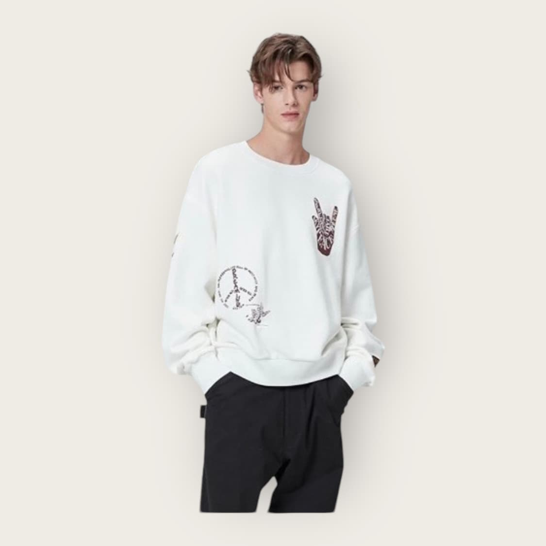 100~/ 시스템옴므 로스 프린팅 오버핏 맨투맨 상품이미지1