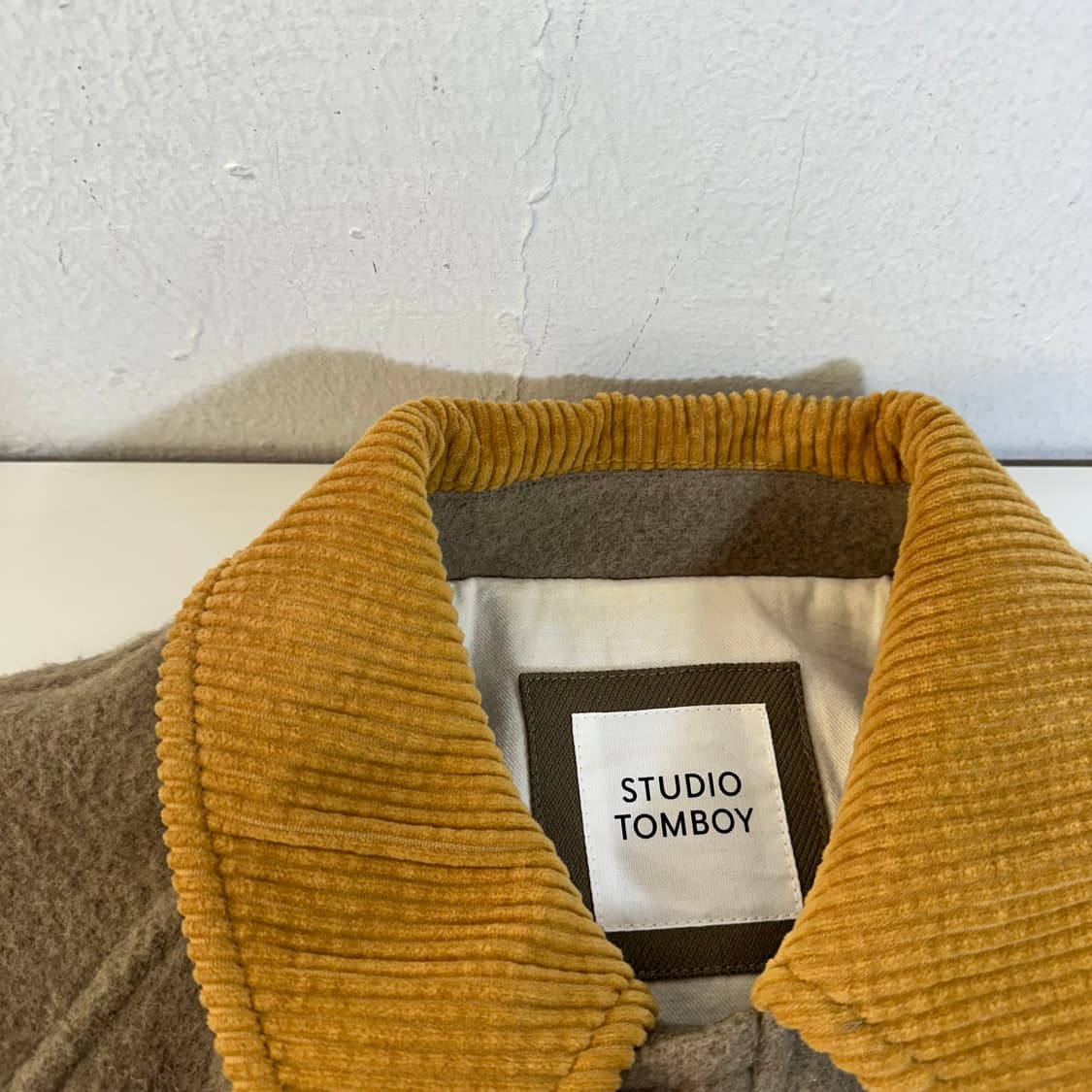 우먼FREE 스튜디오톰보이 베이지 코듀로이배색 발마칸코트 상품이미지5