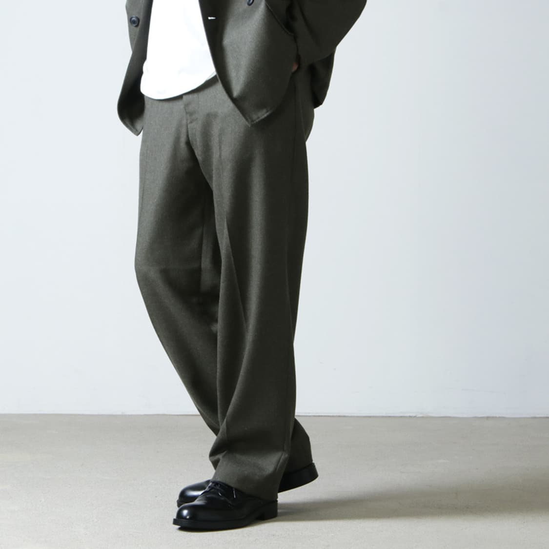 마카 울 서지 스티치리스 트라우저 팬츠 2(30)사이즈 올리브 상품이미지2