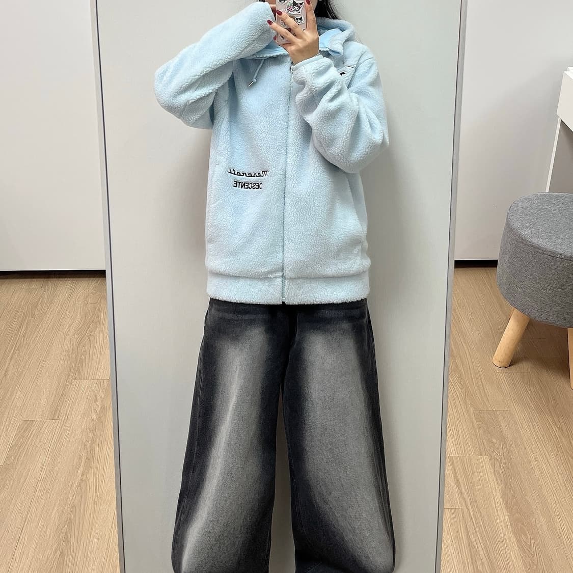 데상트x마세라티 스카이블루 셰르파 플리스 자켓 상품이미지1