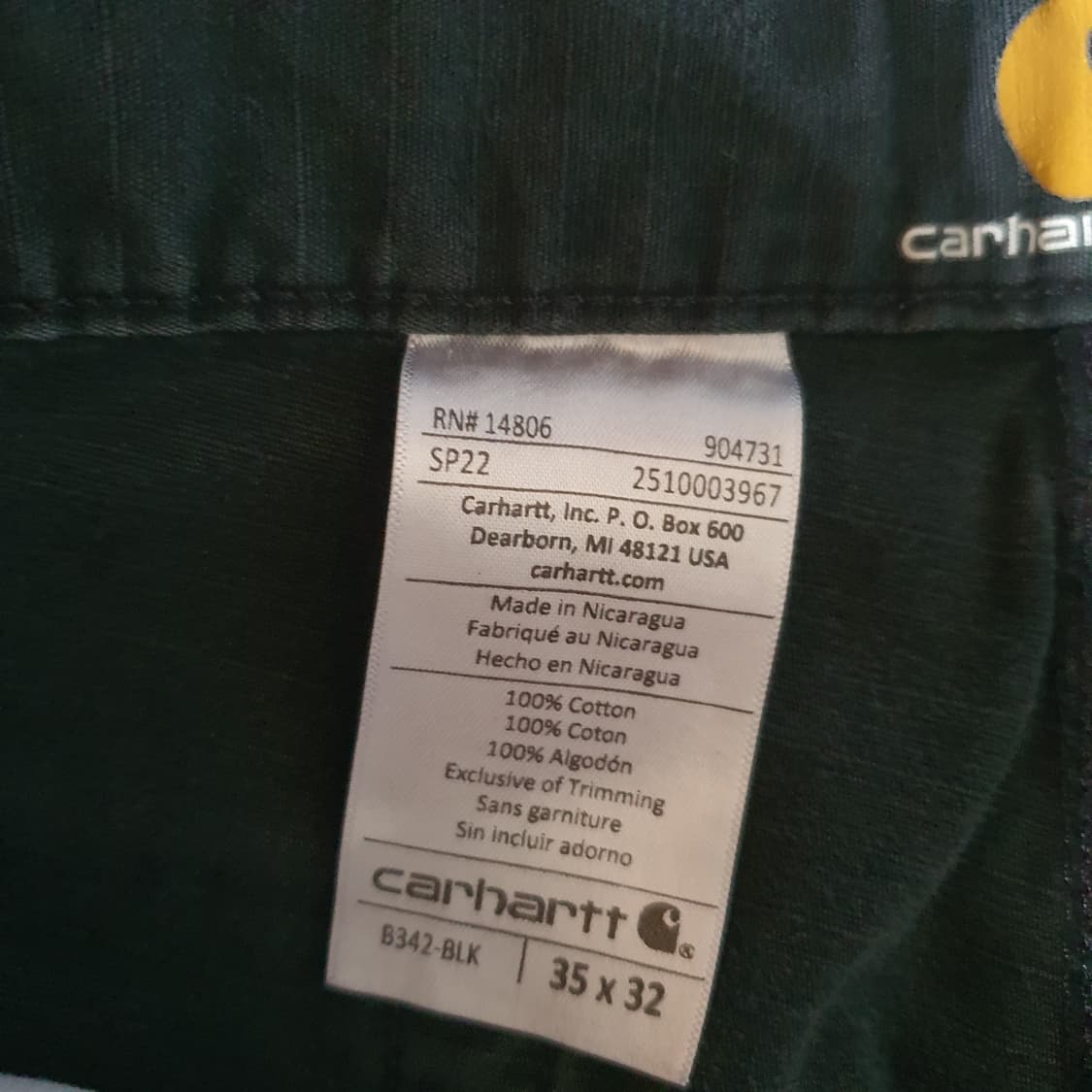 칼하트 Ripstop cargo B342 BLK  No.56 상품이미지6