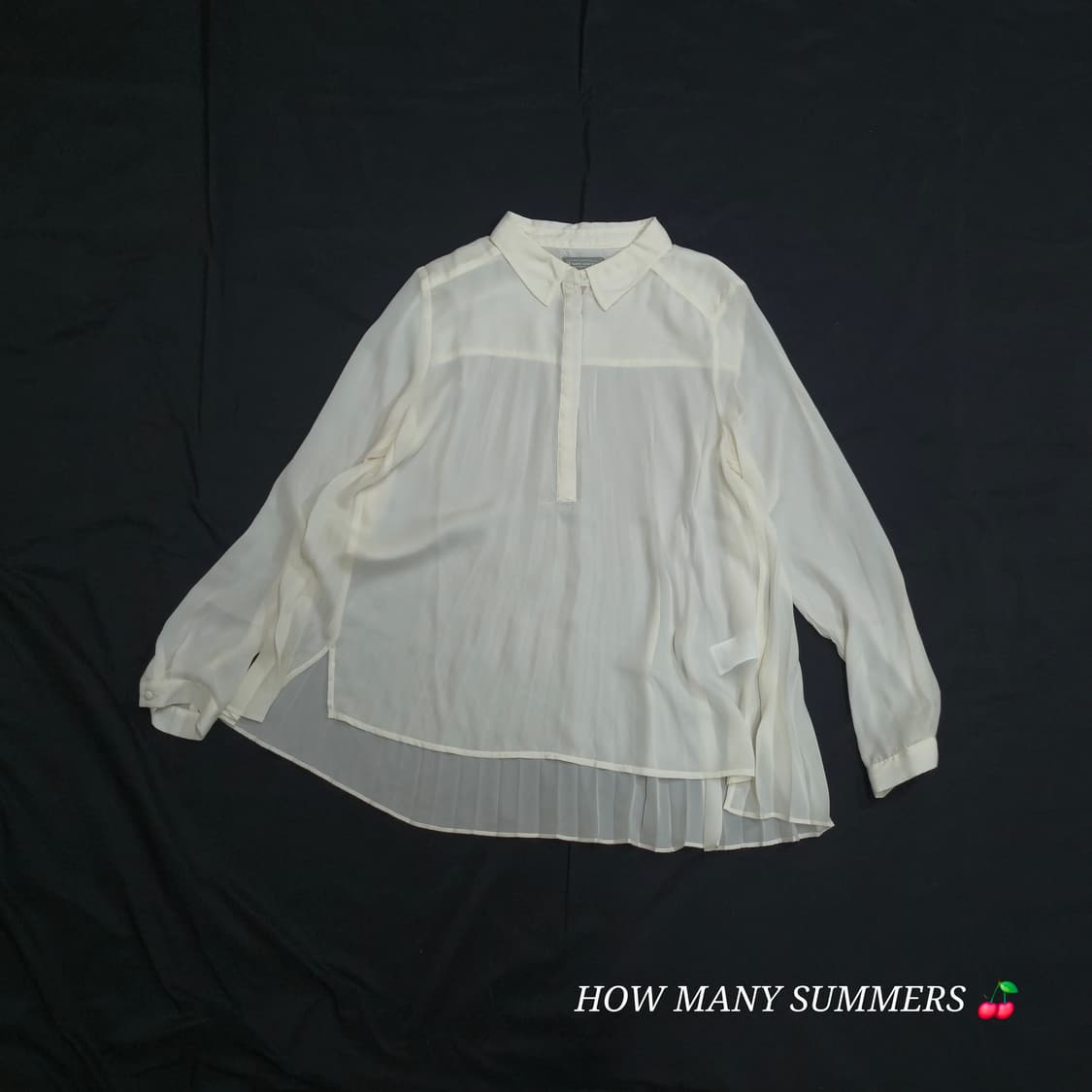 뒷주름 롱 블라우스 시스루 히든버튼 화이트 셔츠 상품이미지2