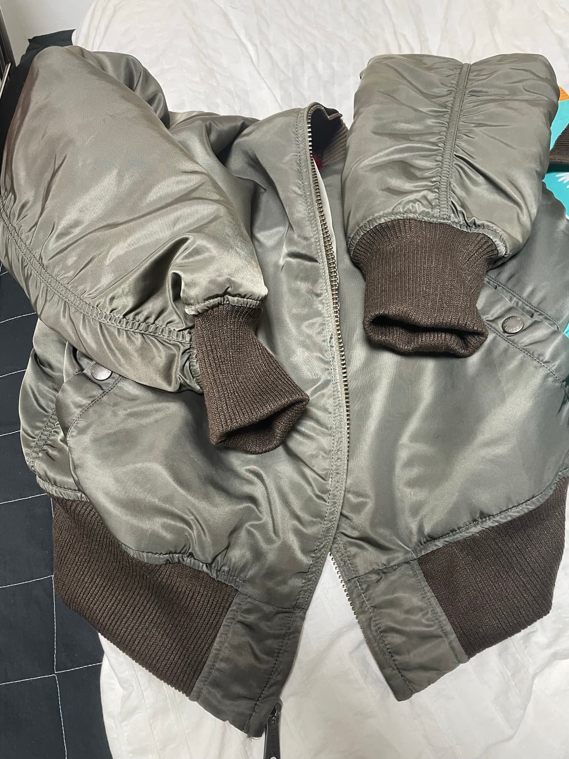 XL 0O's 알파인더스트리 USA 딥 카키 Ma-1플 라이트 자켓 상품이미지3