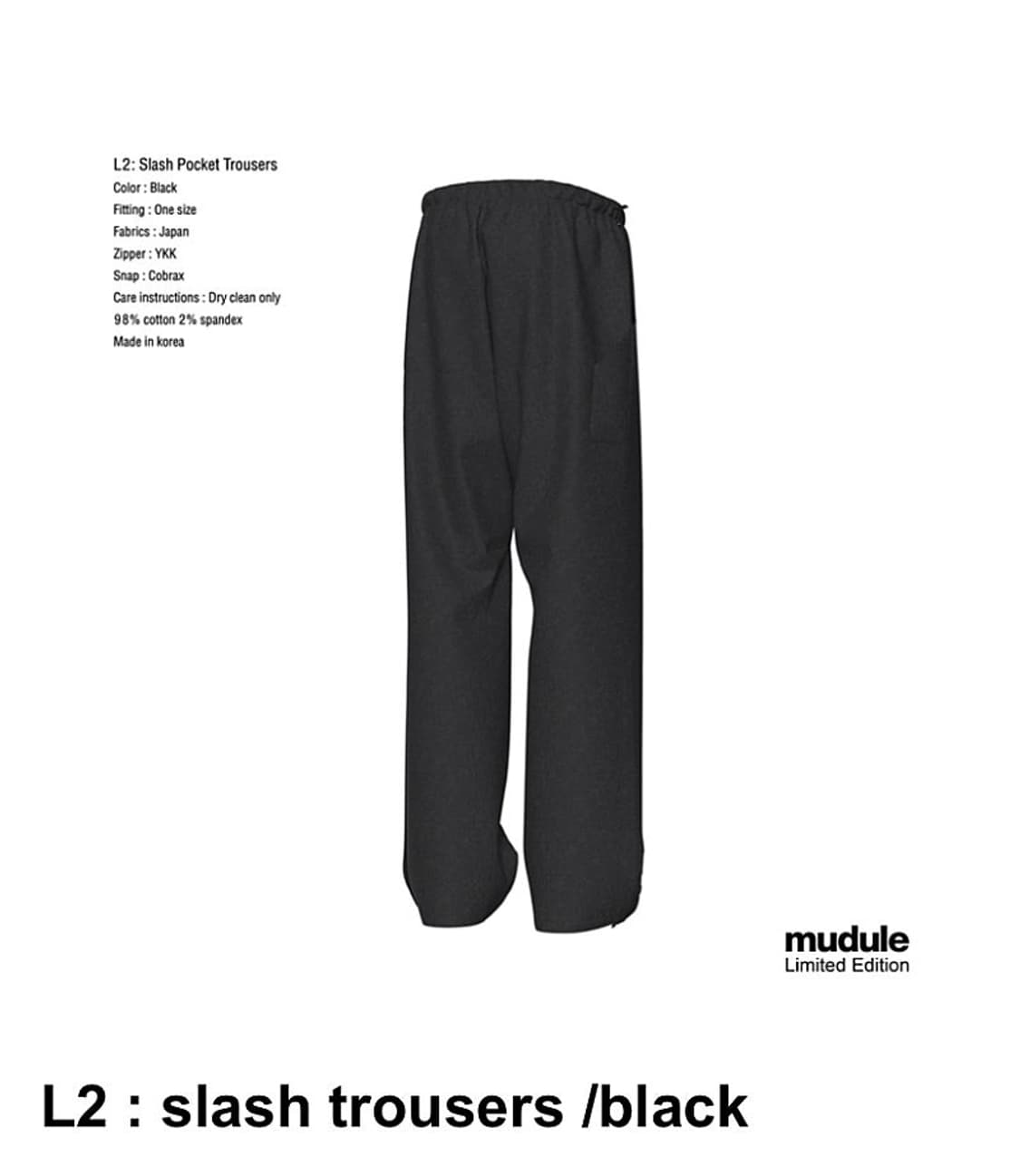 머듈l2 slash  trousers black 상품이미지1