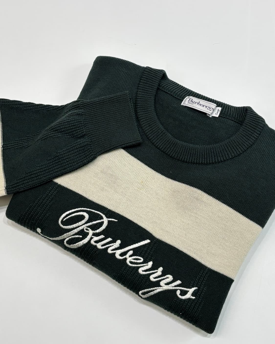 Burberry 버버리 그린-아이보리 배색 니트 상품이미지2