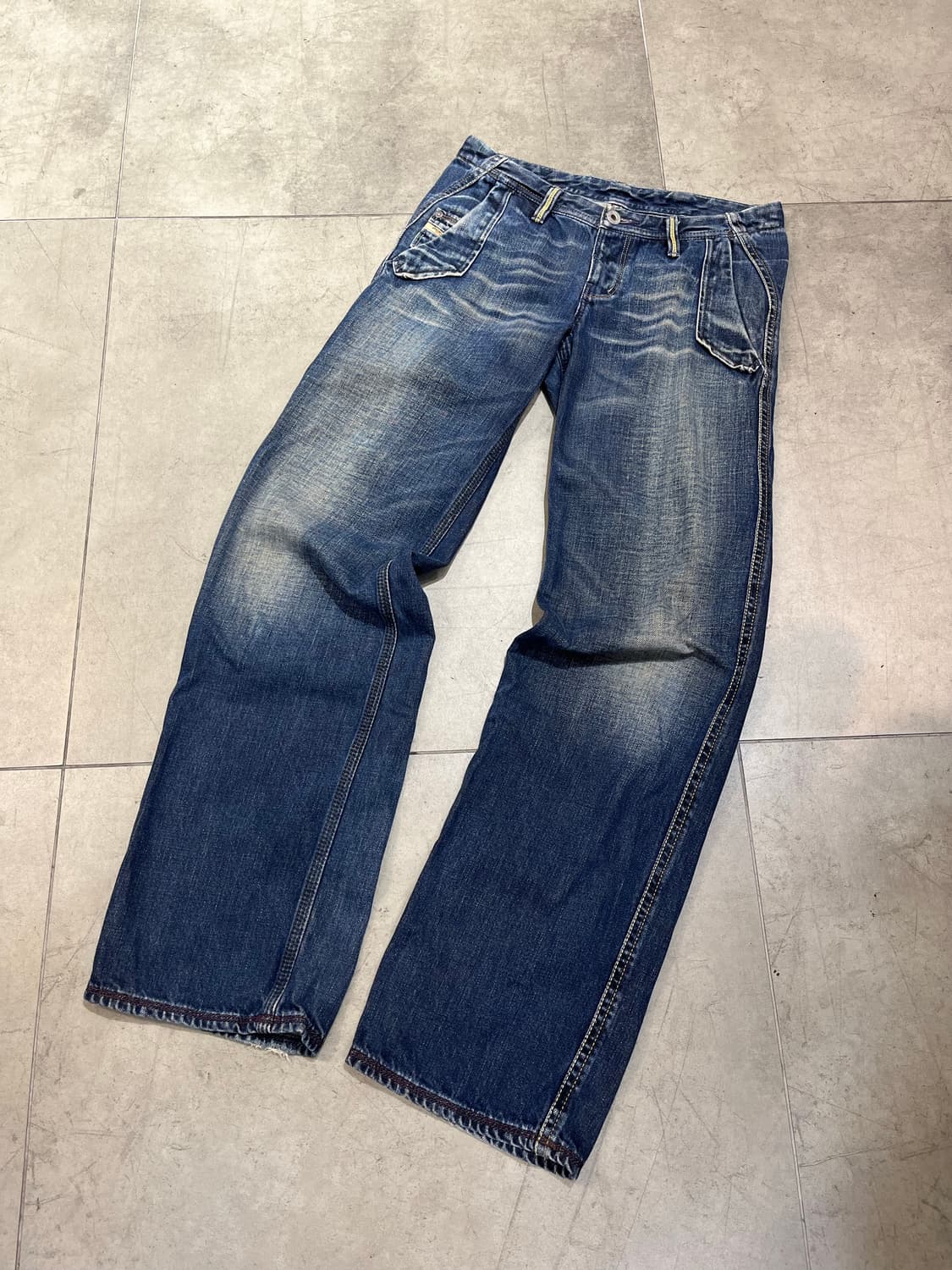 Diesel Industry 빈티지 워싱 와이드 데님 팬츠 상품이미지1