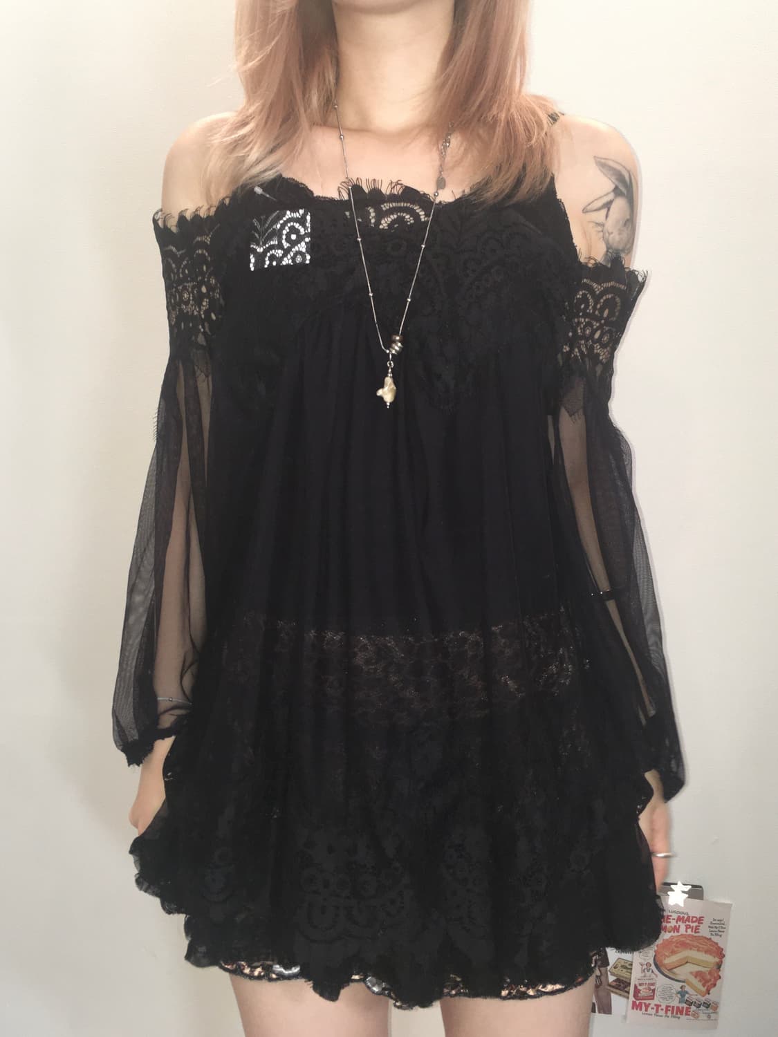 jpn vintage 블랙 시스루 레이스 블라우스 상품이미지1
