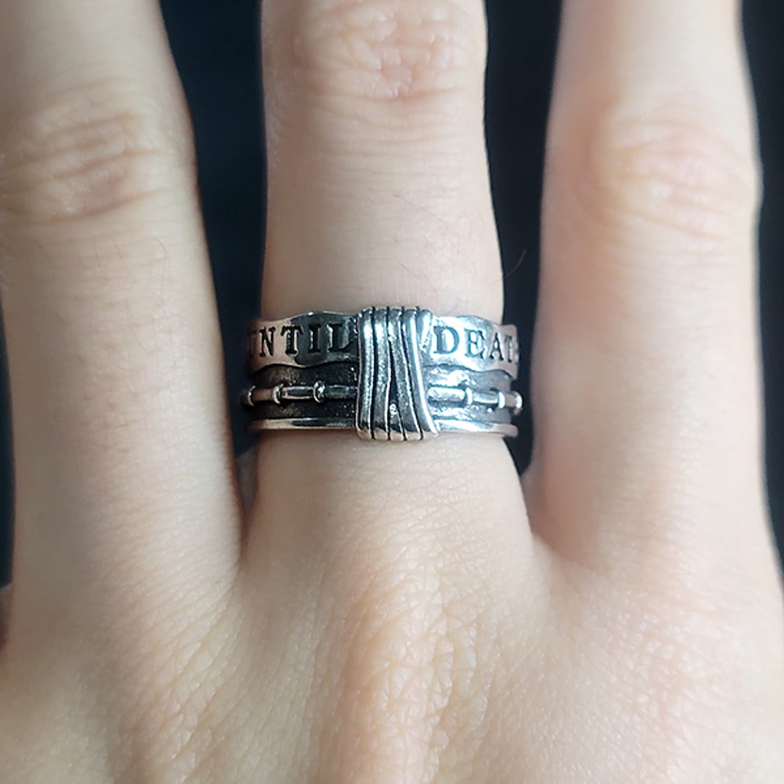 Until Death 실버 남자 엔틱 빈티지 명품 고대 스트릿 매듭 반지 상품이미지7