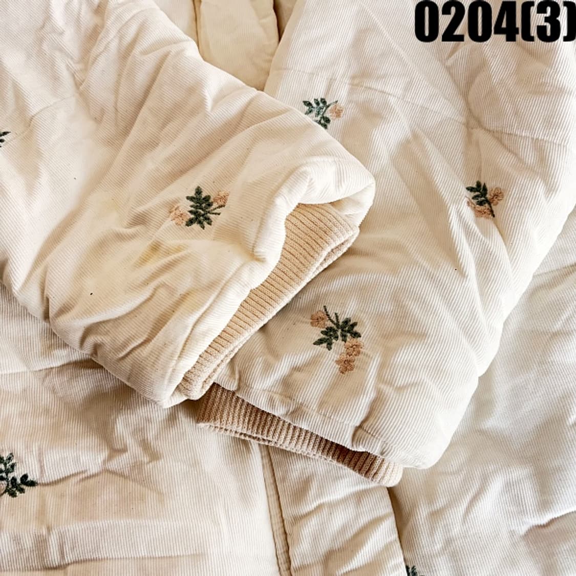 [실측확인] 빈티지 아이보리 플라워패턴 퀼팅 뽀글이 점퍼 0204(3) 상품이미지3