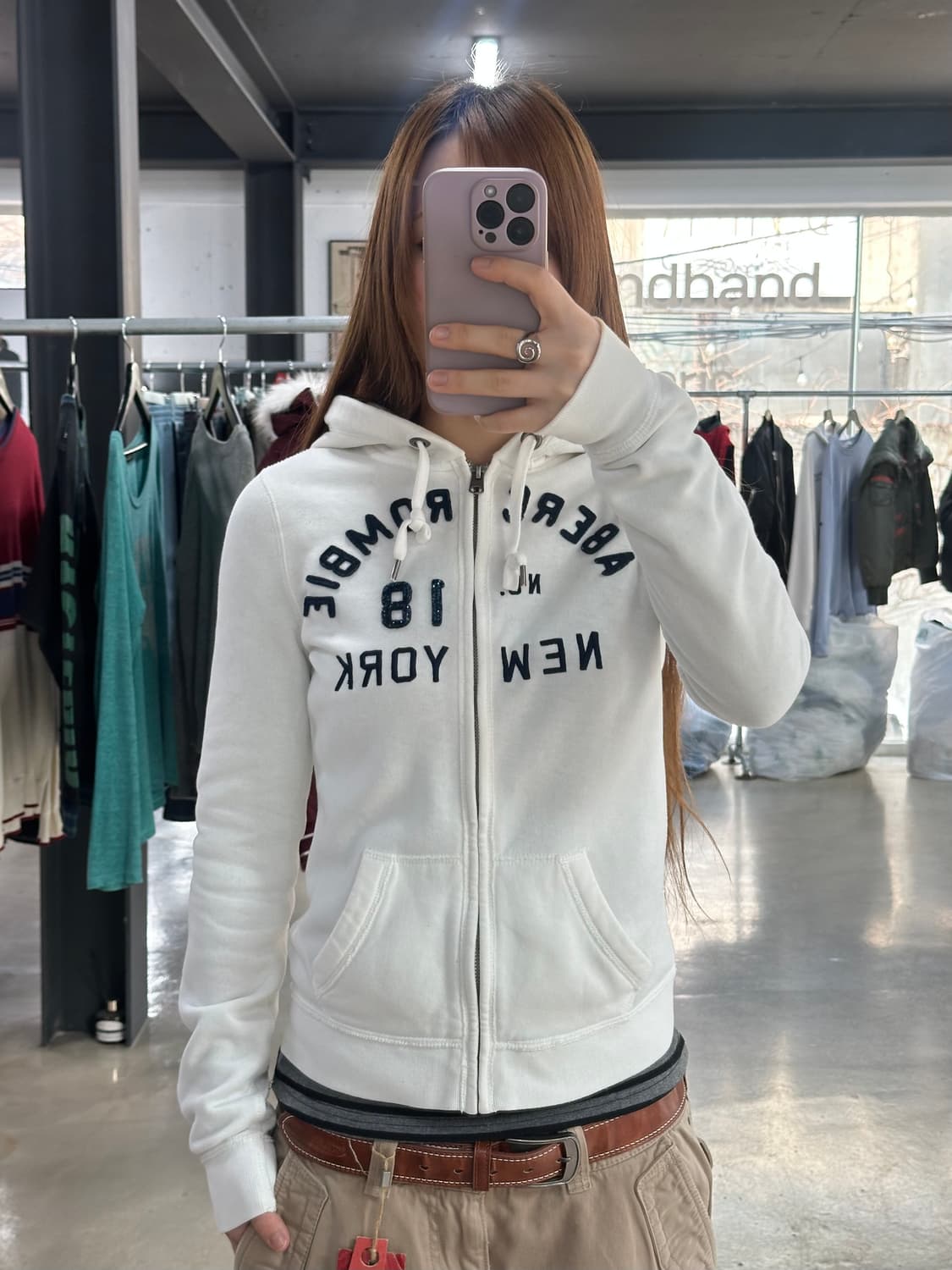 아베크롬비 후드집업 화이트 상품이미지3