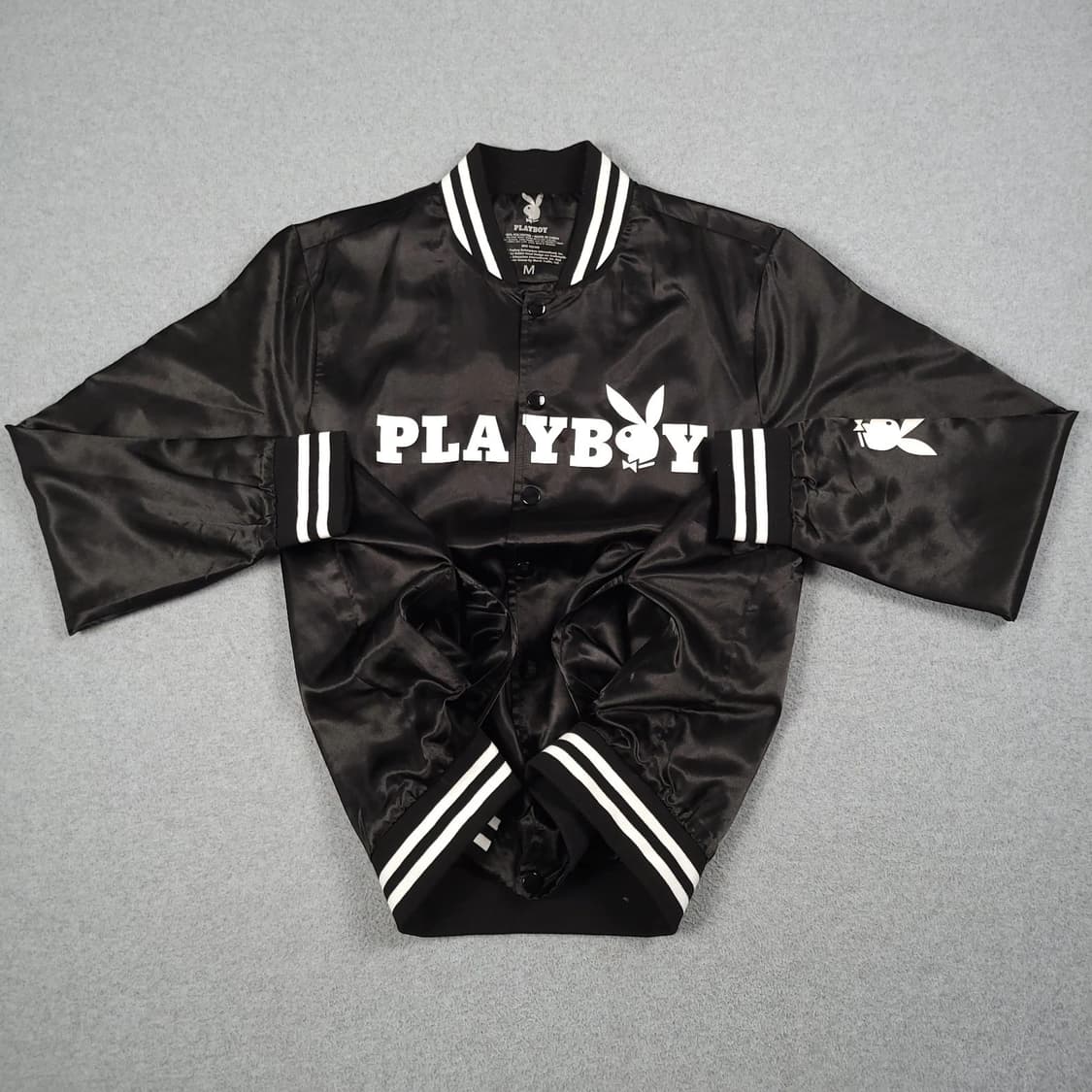 플레이보이 매거진 새틴 바시티 자켓 블랙 상품이미지4