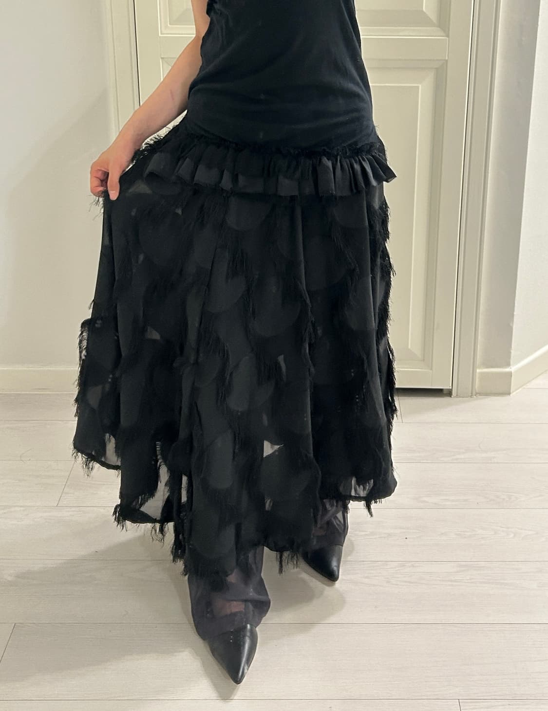 Dot And Fringe Long Skirt / 빈티지 롱 스커트 상품이미지1