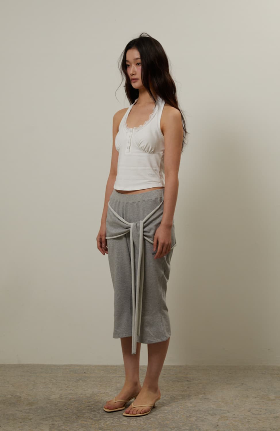 기머 gimor Strap Knot Capri Pants Gray 상품이미지2