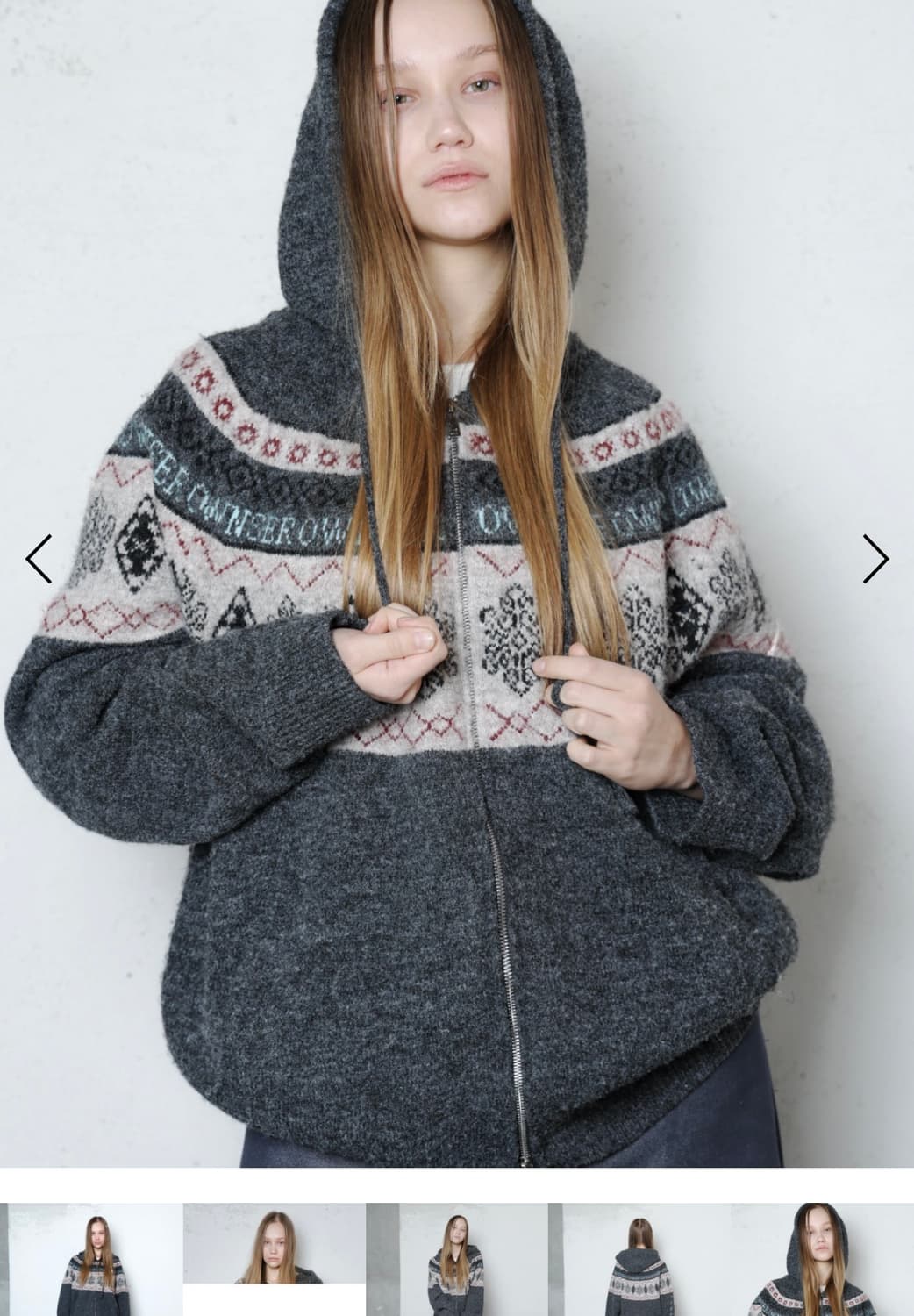 오운서 노르딕 니트 후드집업 상품이미지1