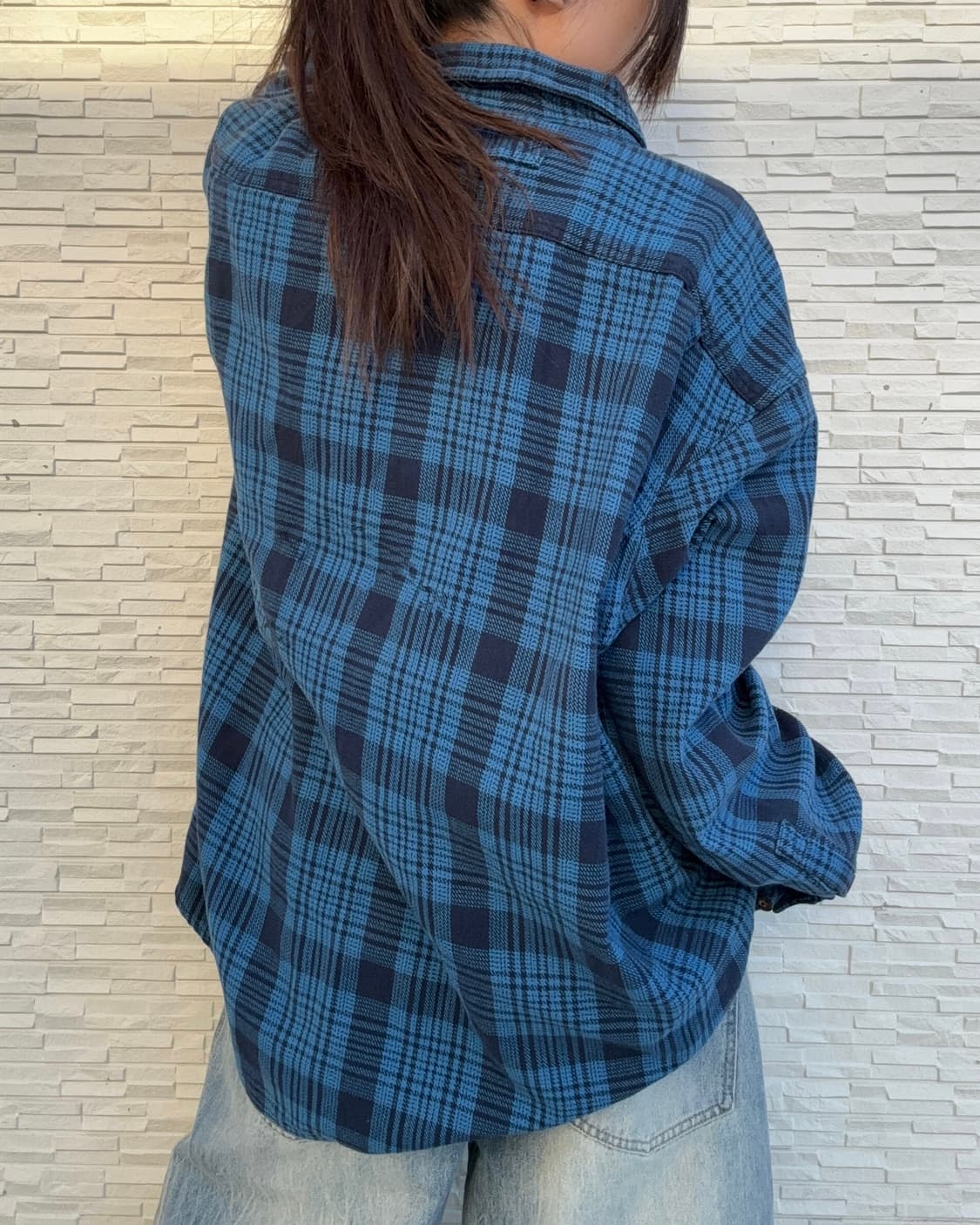 90s DULUTH 울드스쿨 빈티지 블루 체크 플란넬 셔츠 상품이미지3