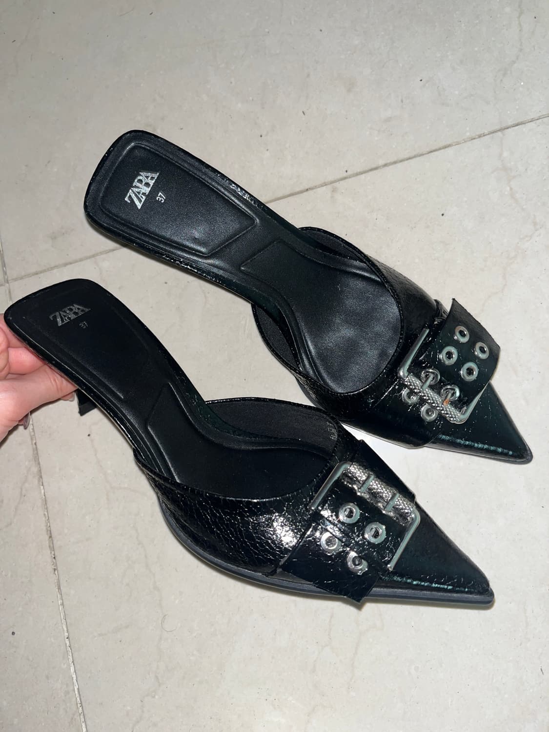 자라 블랙 버클 힐 37 상품이미지2