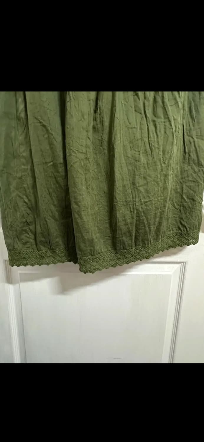 모리걸 밑단 레이스 포인트 카키 스커트 상품이미지2